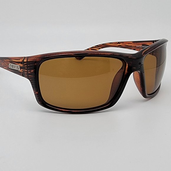 *SOLD* Orvis Backwater Brown Stripe Frame Polarized Amber Brown Lens Sunglasses - Picture 6 of 12